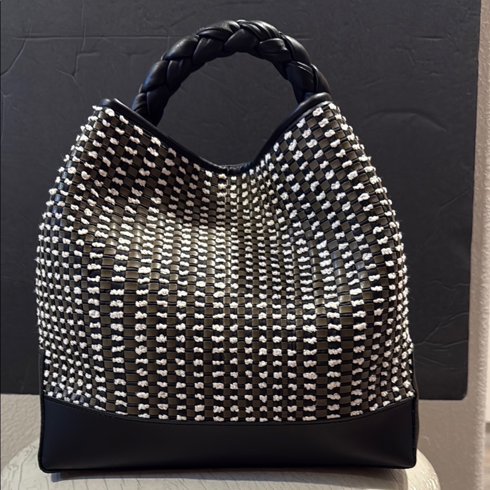 Black and White Woven Women's Bag